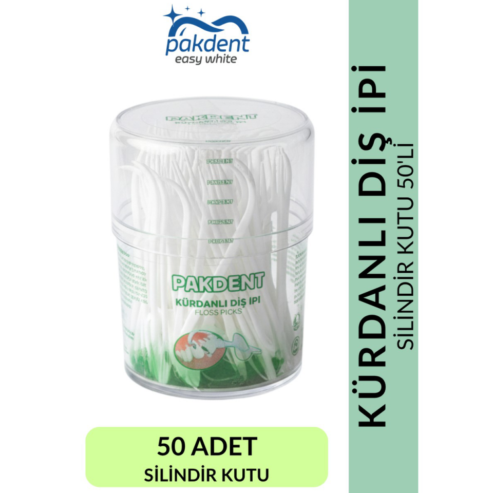 Pakdent Kürdanlı Diş İpi 50 Adet Silindir