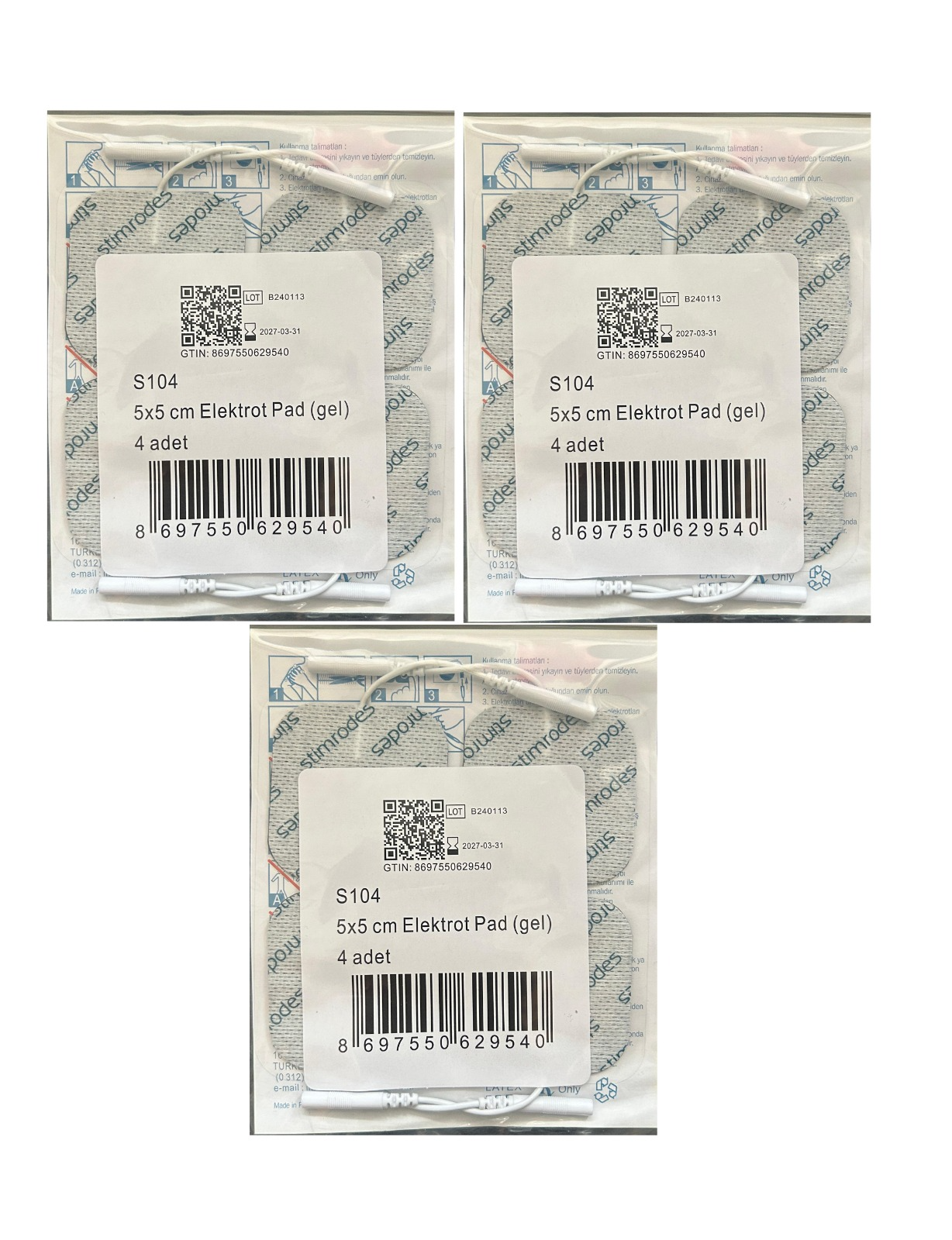 Stimrodes Tens Cihazı Pedi 5 x 5 cm 4'lü - 3 Paket