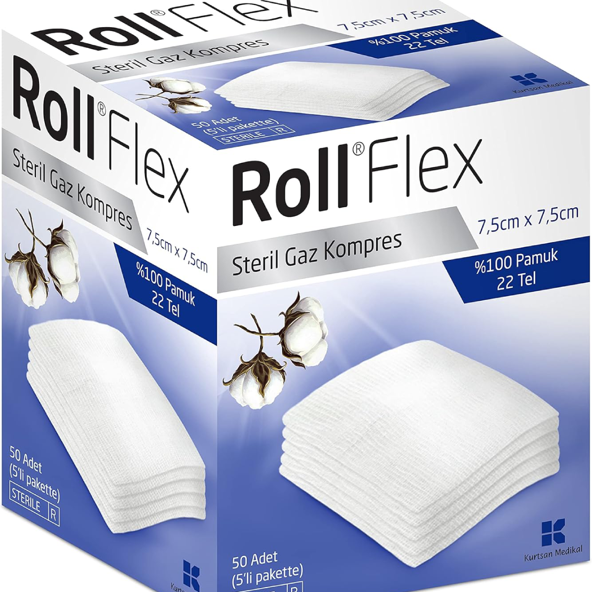ROLL FLEX GAZ KOMPRES 7.5cm X 7.5cm 50 li Gazlı Bez Spanç