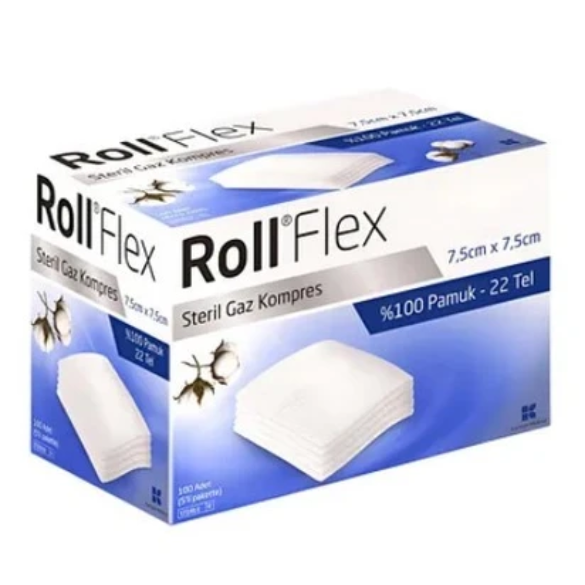 Roll Flex Steril Gaz Kompres 7.5cm x 7.5cm 100'lü Gazlı Bez Spanç