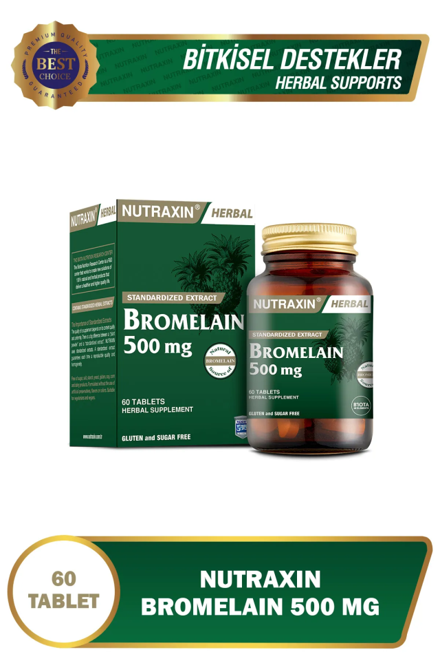 Nutraxin Bromelain 500 MG Takviye Edici Gıda 60 Kapsül