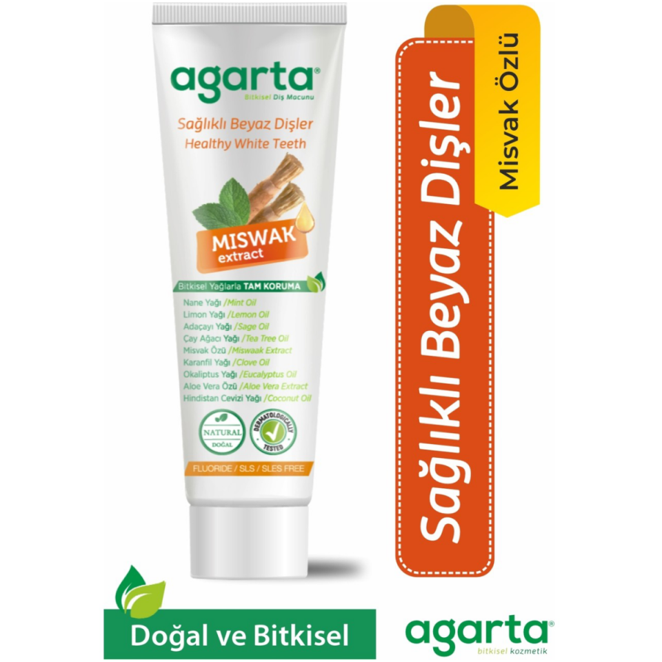 Agarta Doğal Misvak Özlü 100 ml Florürsüz Diş Macunu