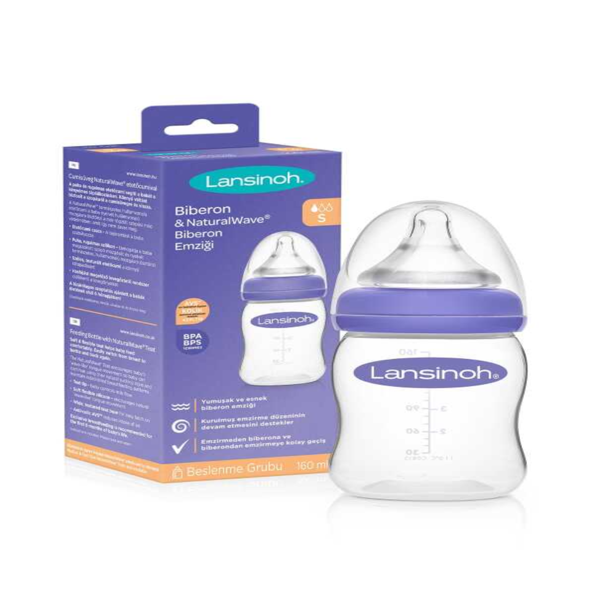 Lansinoh Natural Wave 160 ml PP Biberon