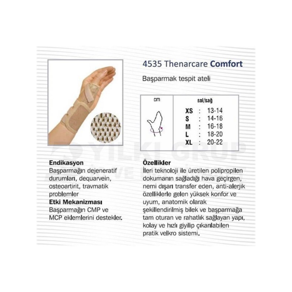Orthocare 4543 Thenarcare Comfort Başparmak Tesbit Ateli Sol