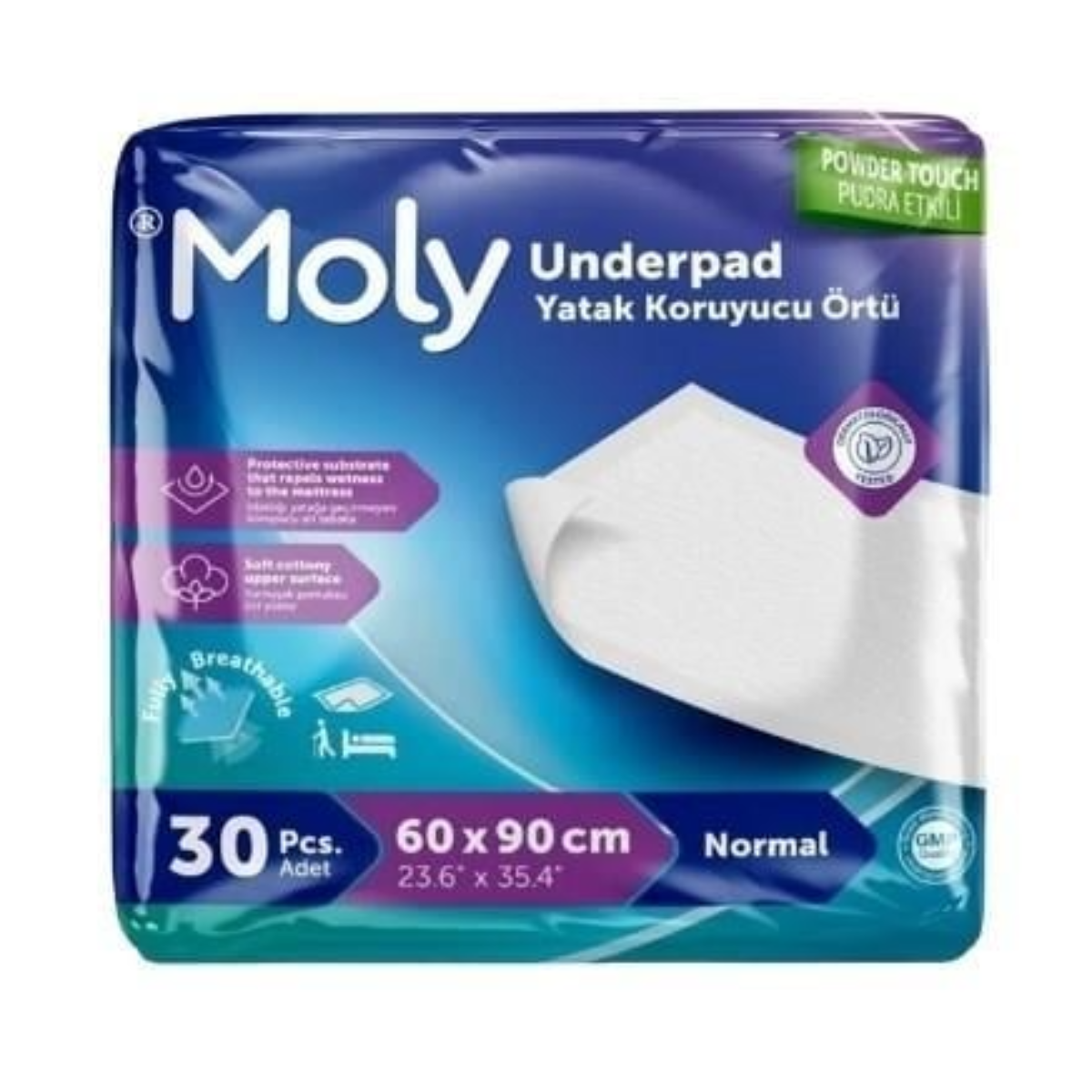 Moly 60x90 cm 30'lu Yatak Koruyucu Örtü