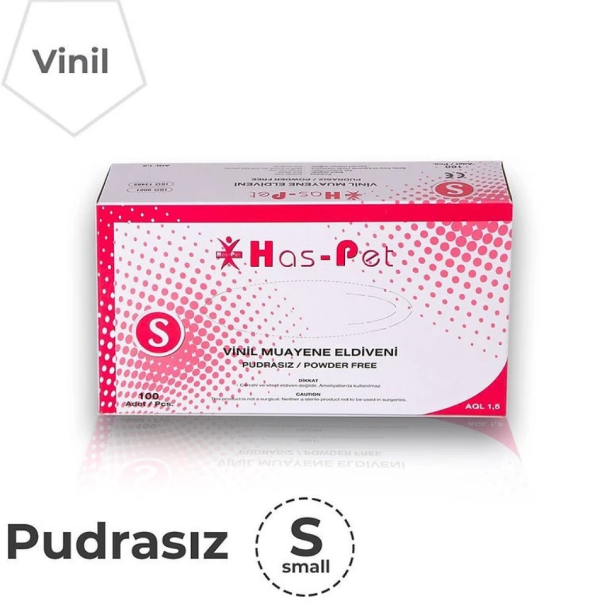 Has-Pet Pudrasız Vinil Küçük Boy (S) 100'lü Muayene Eldiveni