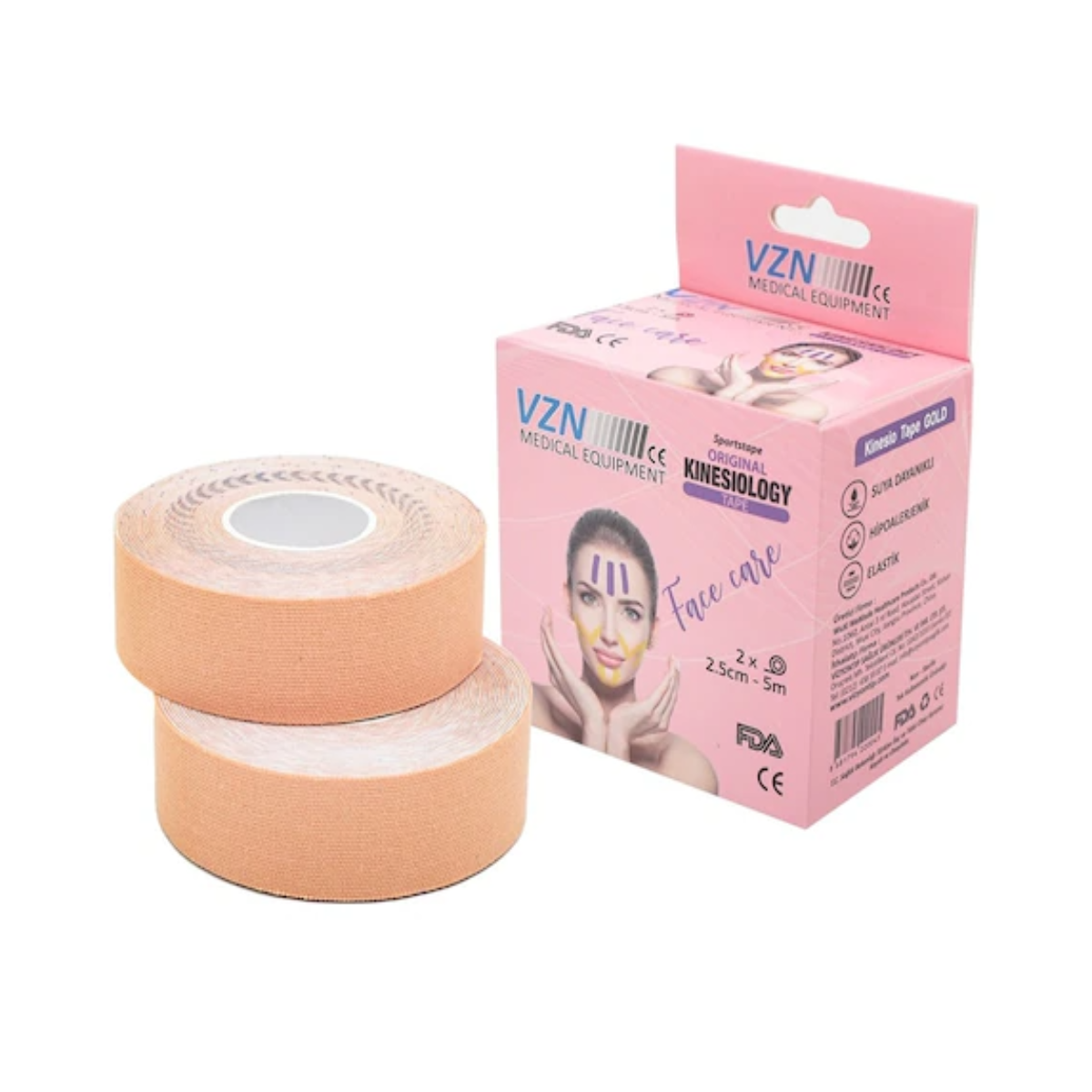 Vzn 2.5cmx5m Yüz İçin Therapy Cotton Kinesio Ağrı Bandı