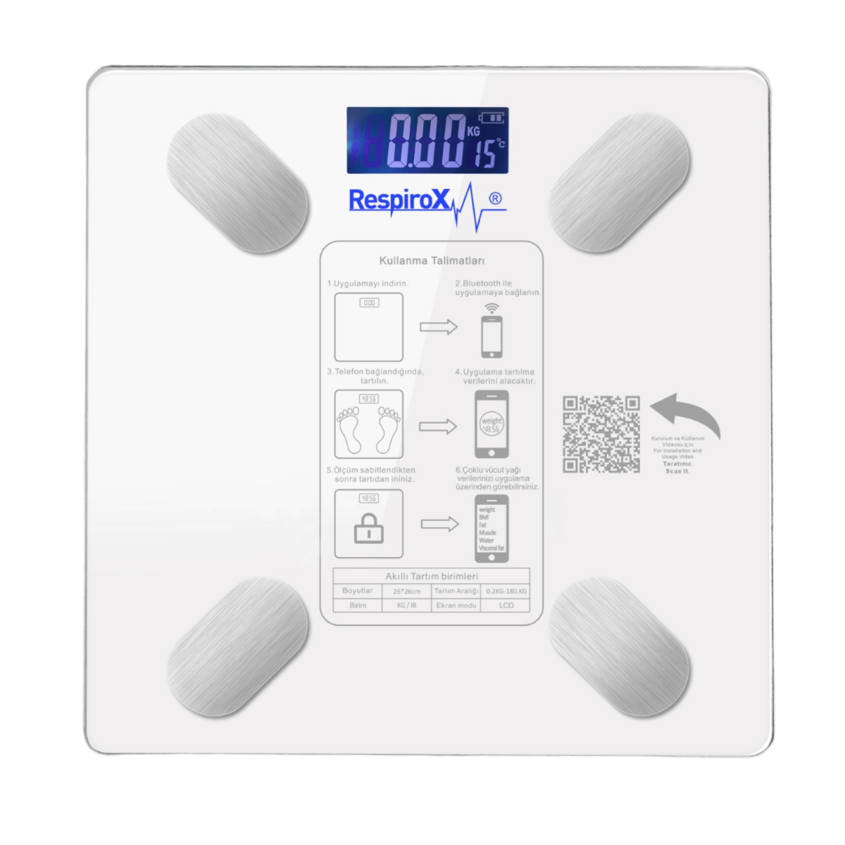 Respirox BL-2601 Akıllı Bluetooth Baskül