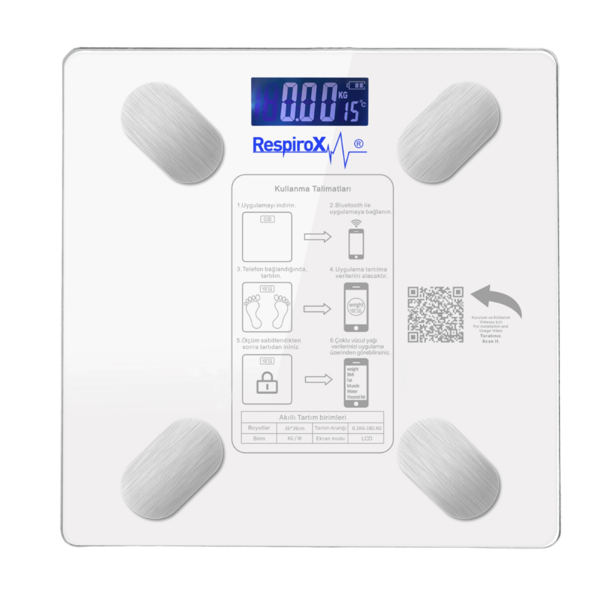 Respirox BL-2601 Akıllı Bluetooth Baskül