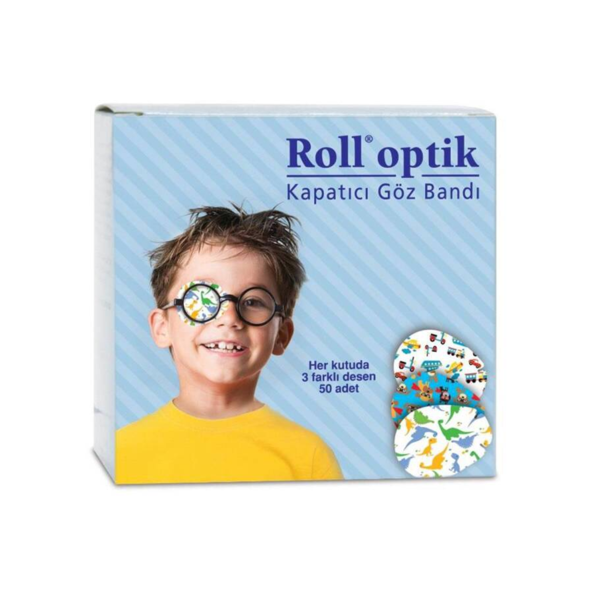 Roll Optik 3 Desenli 50'li Erkek Çocuk Göz Kapama Bandı