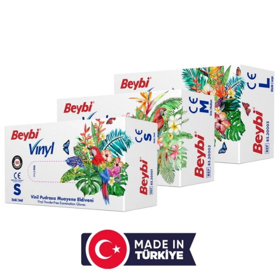 Beybi Pudrasız Vinil Muayene Eldiveni - 100'lük Kutu