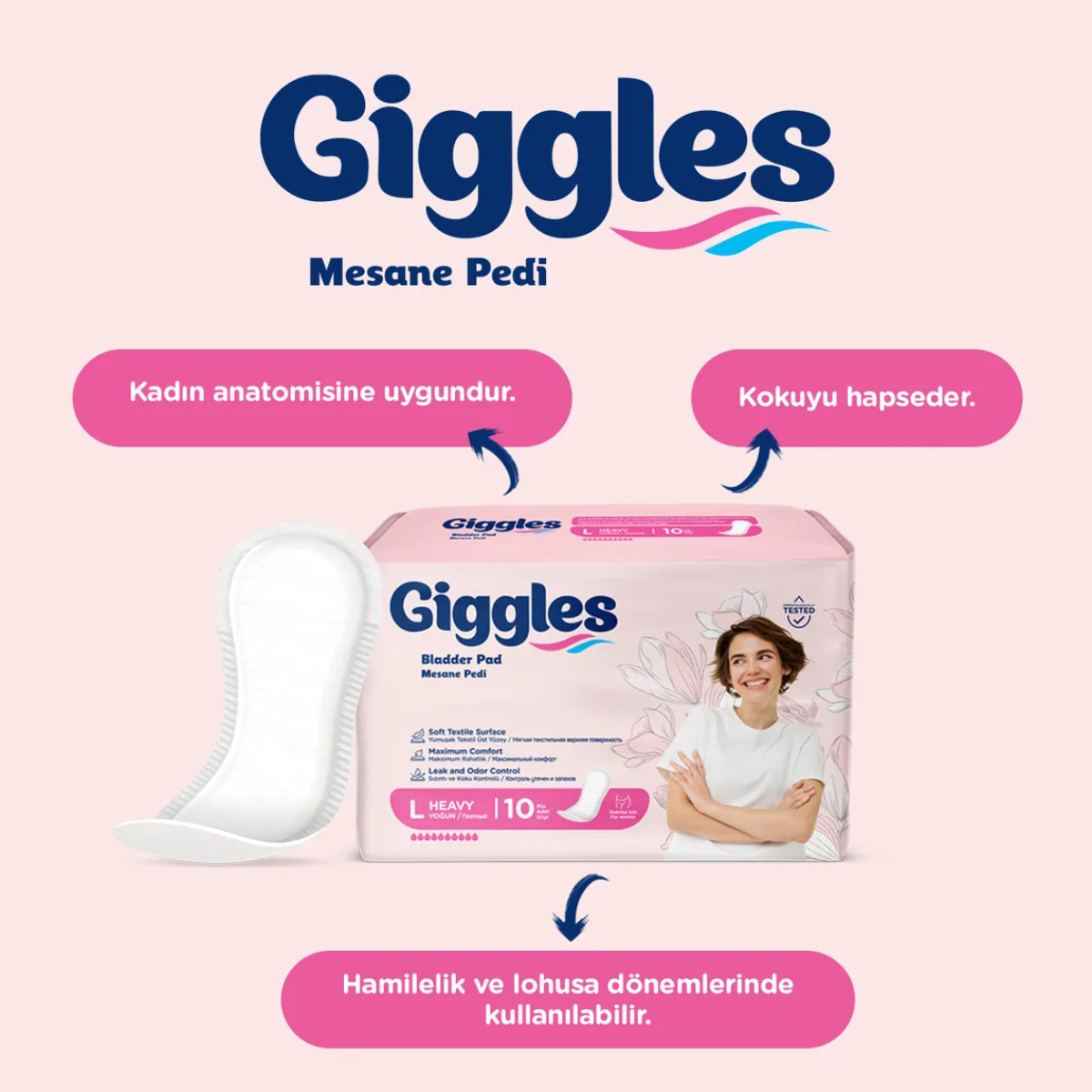 Giggles Kadın Mesane Pedi Large (Yoğun) 10 Adet