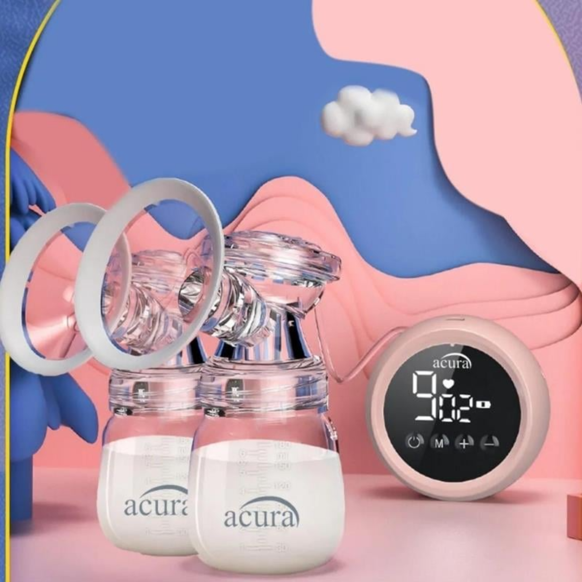 Acura AC-3020 Şarjlı LCD Ekranlı Biberon Özellikli Çiftli Göğüs Pompası