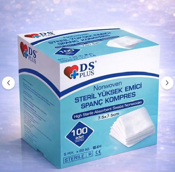 Ds Plus Gaz Kompres Nonwoven Steril 7,5x7,5 cm 100'lü