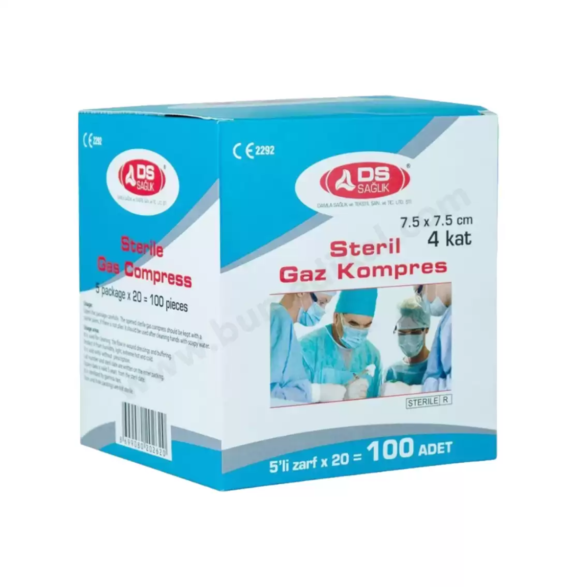 DS Damla Sağlık Steril Gazlı Bez Spanç 100 Adet (7,5 x7,5 cm)