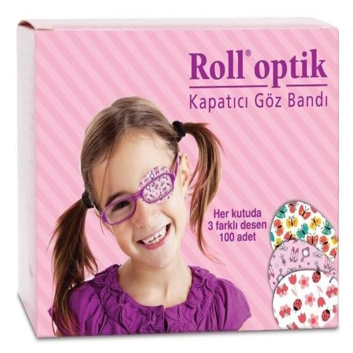 Roll Optik 3 Desenli 100'lü Kız Çocuk Göz Kapama Bandı