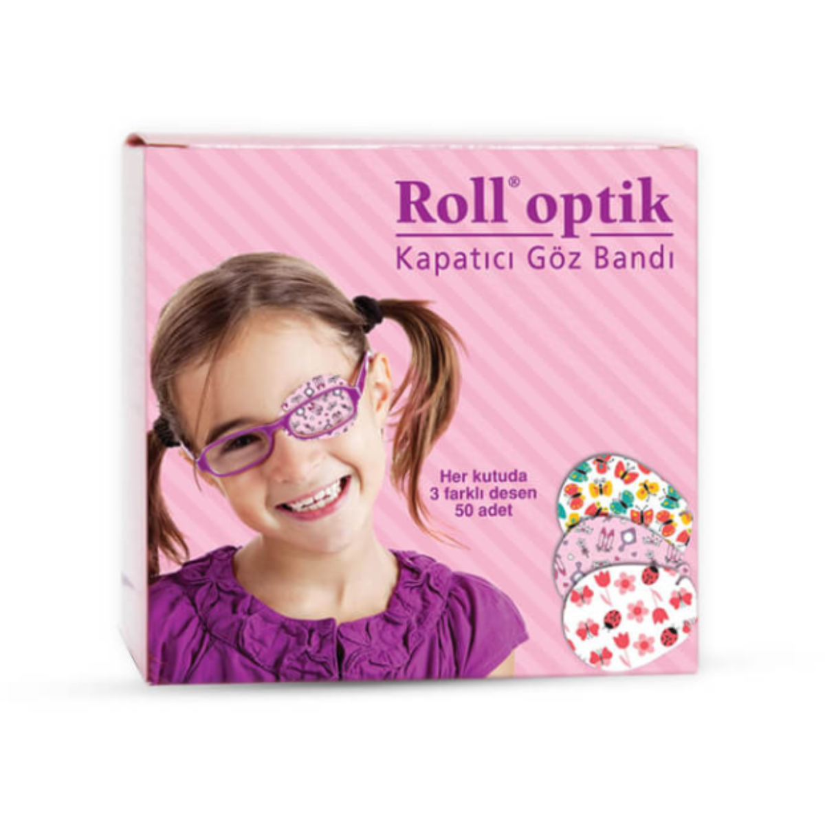 Roll Optik 3 Desenli 50'li Kız Çocuk Göz Kapama Bandı