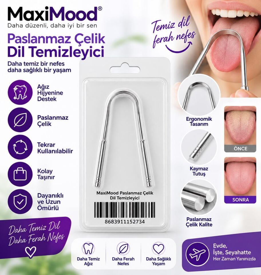 Maximood Paslanmaz Çelik Dil Temizleyici