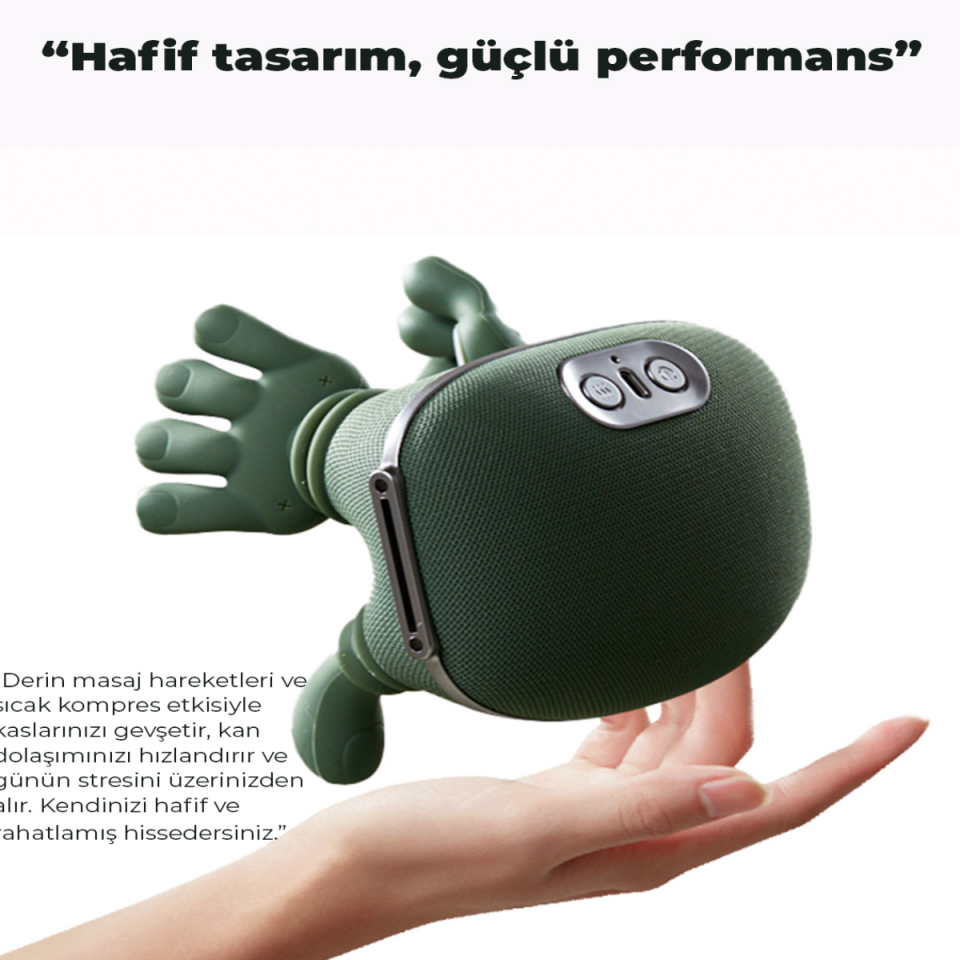 Ovmalı Isıtıcılı İnsan Eli Şeklinde Şarjlı Kaplumbağa Masaj Aleti FH-680