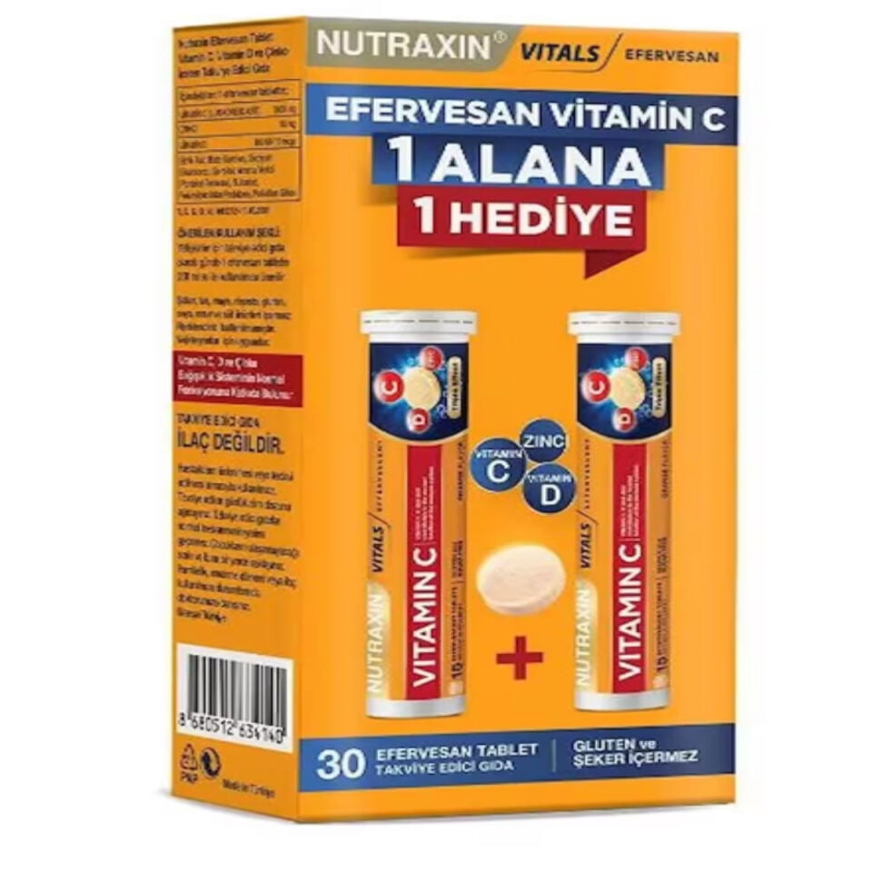 Nutraxin Vitamin C D Zinc 15+15 Efervesan Tablet - İkili Kofre