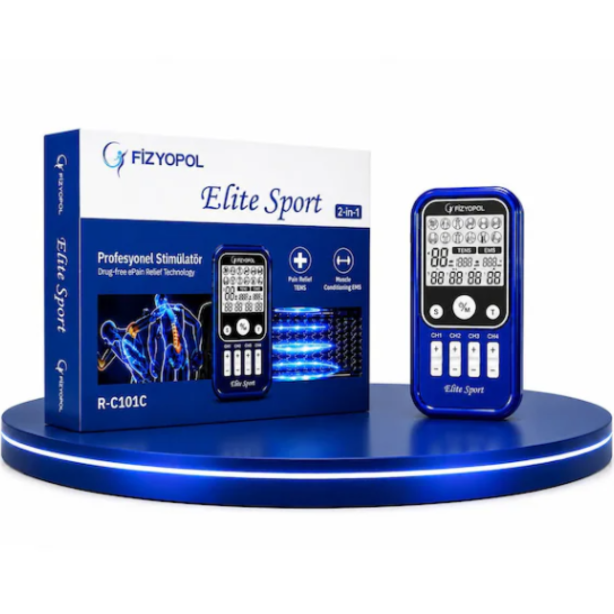 Fizyopol Elite Sport 4 Kanal 8 Elektrod Çıkışlı Profesyonel Şarj Edilebilir Bataryalı Tens Cihazı