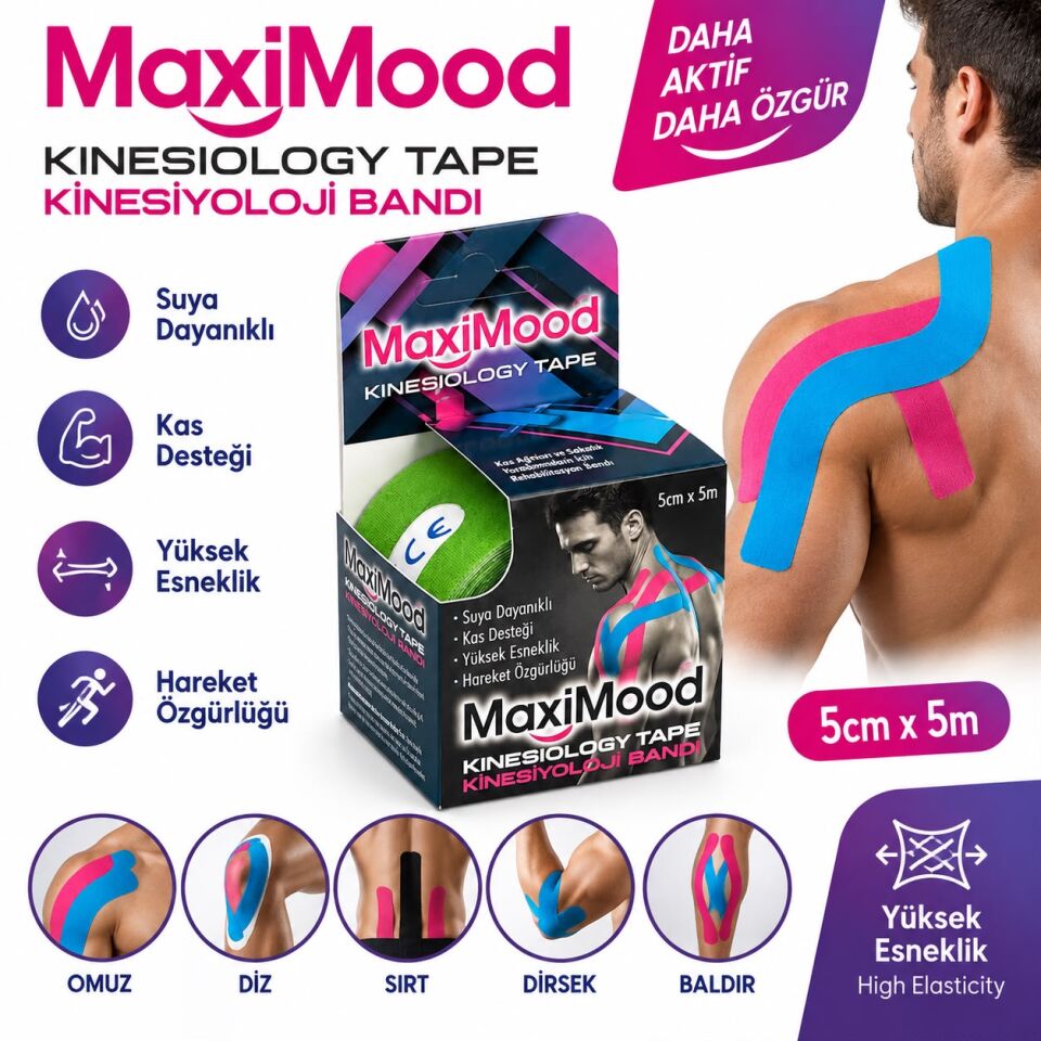 Maximood Kinesiyoloji Bandı 5cm X 5m - Yeşil