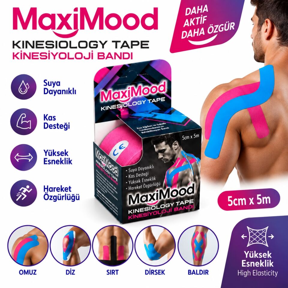 Maximood Kinesiyoloji Bandı 5cm X 5m - Pembe
