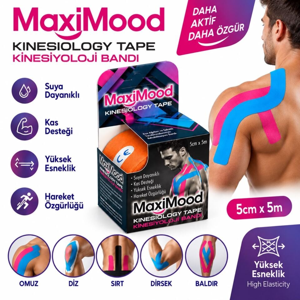 Maximood Kinesiyoloji Bandı 5cm X 5m - Turuncu